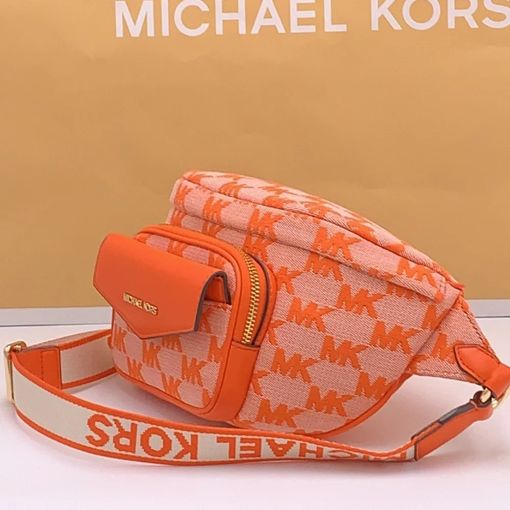 MICHAEL KORS Maisie Large Logo 2-in-1 Sling Waist Fanny Pack Crossbody Poppy NWT - Picture 5 of 16